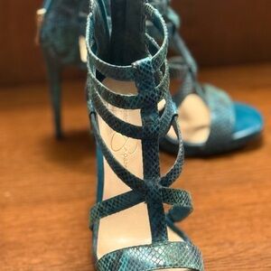 Jessica Simpson Teal Snakeskin Heels